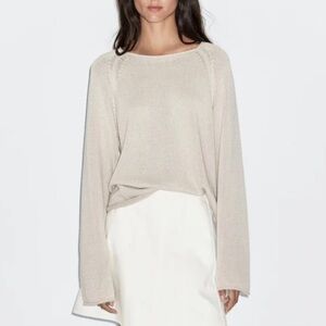 Massimo Dutti Beige Knit Sweater Long Sleeve